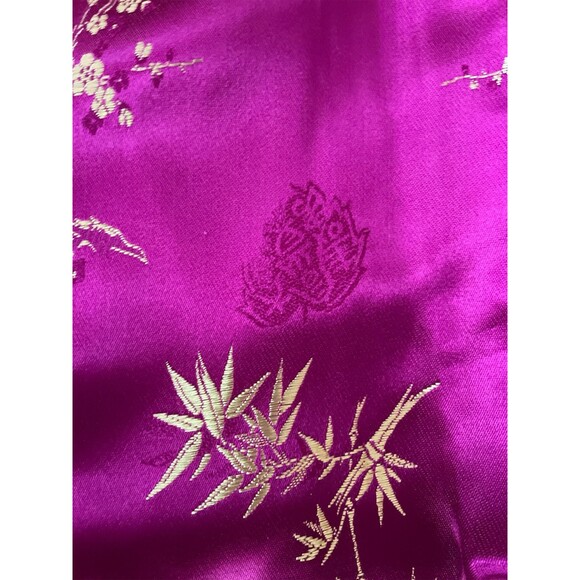 Jin Hon Fushia Metalic Gold Bamboo Pattern Chinese Kimono Robe with Belt NWOT - Picture 4 of 6